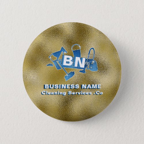 Modern Elegant Blue Cleaning Services Logo Gold   Button