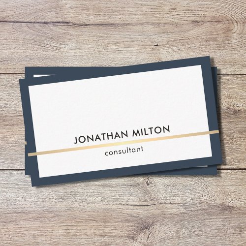 Modern Elegant Blue Faux Gold Line Consultant Business Card