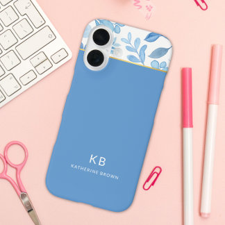 Modern Elegant Blue Floral Pattern  iPhone 16 Case
