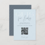 Modern Elegant Blue Gifts Baby Shower QR Code Enclosure Card<br><div class="desc">Make it easy for your guests to see the gift wish list with this Baby Shower QR Code Gift Registry Card in light blue and dark blue with modern typography and custom QR code.</div>