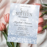 Modern Elegant Blue Glitter Bokeh Sweet 16 Invitation<br><div class="desc">A modern,  chic,  and glamorous Sweet 16 on blue glitter bokeh background.</div>