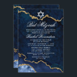 Modern Elegant Blue Gold Marble Geode Bat Mitzvah Invitation<br><div class="desc">Modern Elegant Watercolor Blue and Gold Marble Agate Geode Bat Mitzvah Invitation</div>