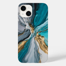 Modern Elegant Blue Gold Marble iphone case