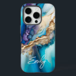Modern Elegant Blue Gold Marble Personalized Name iPhone 16 Pro Case<br><div class="desc">Modern Elegant Blue Gold Marble Personalized Name iPhone 16 Pro Cases features your personalized name in an elegant calligraphy script typography on a modern blue and gold marble background. Perfect gift for her for birthday, mom for Mother's Day, sister or bestie for Christmas and holidays. Designed by ©Evco Studio www.zazzle.com/store/evcostudio...</div>
