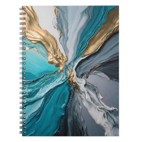 Modern Elegant Blue Gold Marble spiral notebook