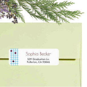 Modern Elegant Blue Graduation Cap Pattern Label
