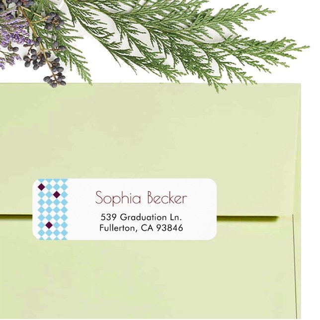 Modern Elegant Blue Graduation Cap Pattern Label (Creator Uploaded)