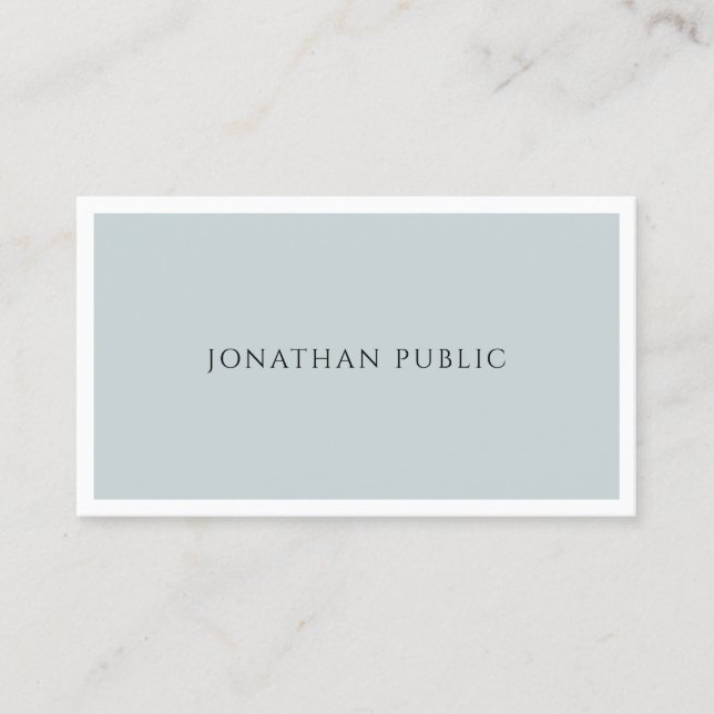 Modern Elegant Blue Green Minimalist Simple Plain Business Card (Front)