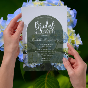 Modern Elegant Blue Hydrangea Bridal Shower Invitation