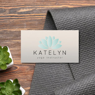 Modern Elegant Blue Lotus Icon Yoga Instructor Business Card