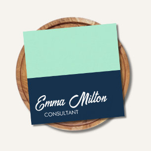 Modern Elegant Blue Mint Bold Consultant Square Business Card