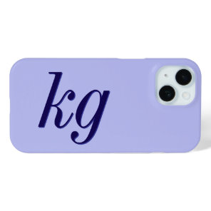 Modern Elegant Blue Monogram Initials iPhone 15 Case