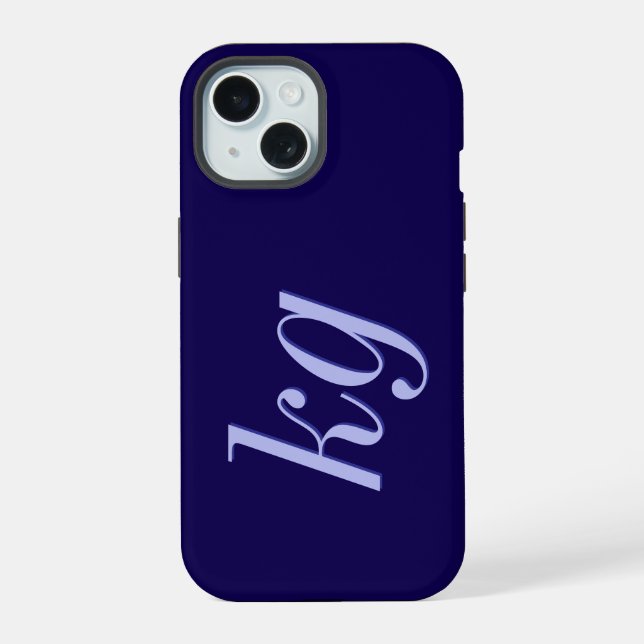 Modern Elegant Blue Monogram Initials Iphone Case (Back)