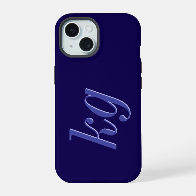 Modern Elegant Blue Monogram Initials Iphone Case (Back)