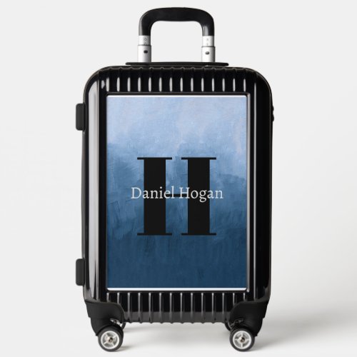 Modern Elegant Blue Monogram Luggage