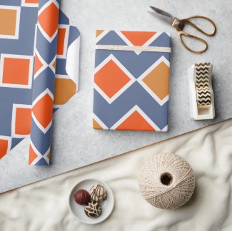 Modern Elegant Blue Orange Brown Pattern