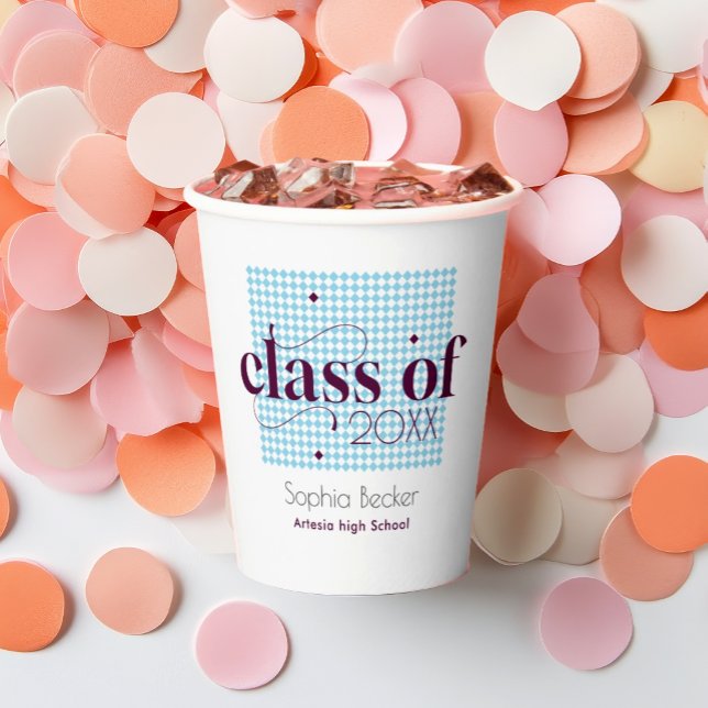  Modern Elegant Blue Pattern Graduation Party  Paper Cups (Creator Uploaded)