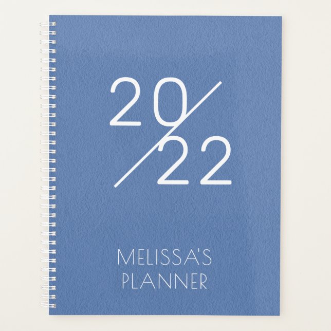 Modern Elegant Blue Personalized Name 2026 Planner (Front)