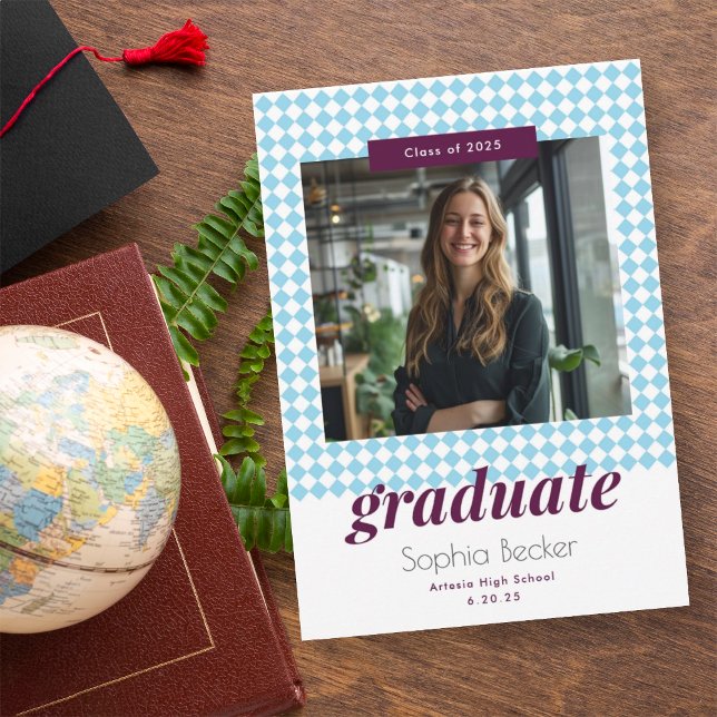 Modern Elegant Blue Photo Graduation Announcement (Creator Uploaded)