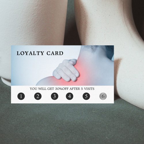 Modern Elegant Blue Photo Massage Therapist Loyalty Card