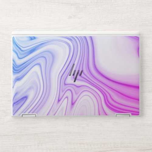 Modern Elegant Blue Pink Purple Marble Pattern HP Laptop Skin