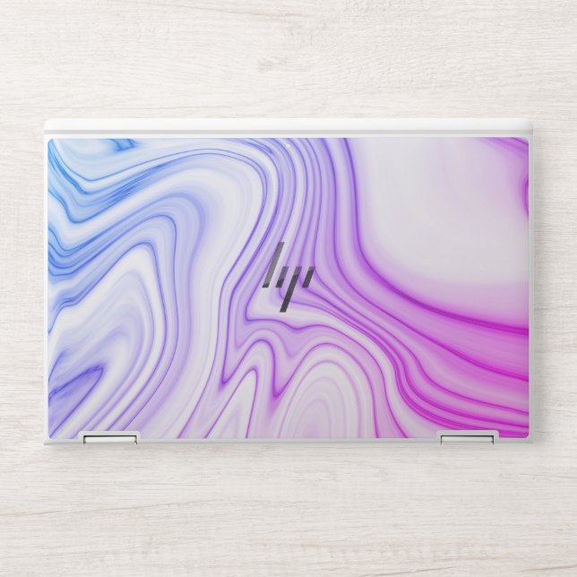 Modern Elegant Blue Pink Purple Marble Pattern HP Laptop Skin (Front)