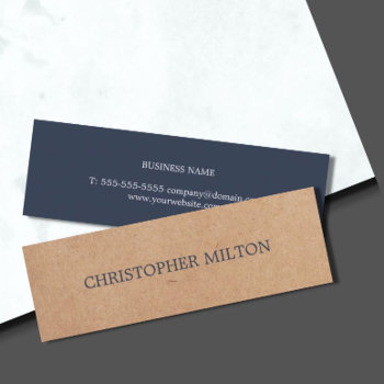 Modern Elegant Blue Printed Kraft Paper Consultant Mini Business Card by pro_business_card at Zazzle