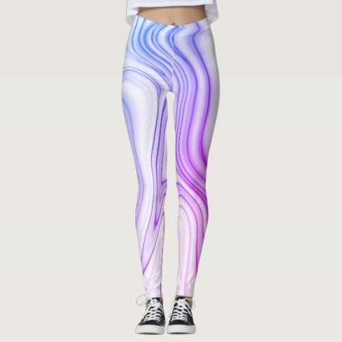 Modern Elegant Blue Purple Pink Marble Pattern Leggings