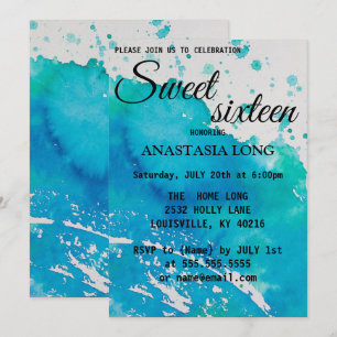 Modern, Elegant Blue WaterColor Save The Date