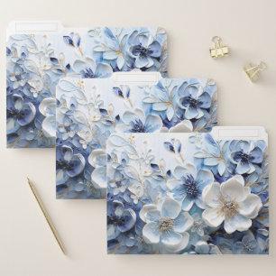Modern Elegant Blue White Botanical Floral File Folder