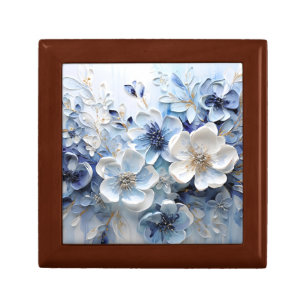 Modern Elegant Blue White Botanical Floral Gift Box