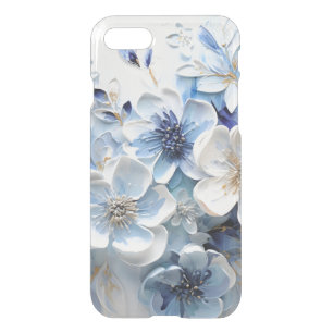 Modern Elegant Blue White Botanical Floral iPhone SE/8/7 Case