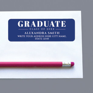 Modern Elegant Blue White Formal Graduation Degree Label