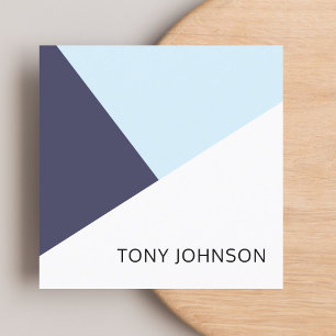 Modern Elegant Blue White Geometric Consultant Square Business Card