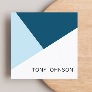 Modern Elegant Blue White Geometric Consultant Square Business Card
