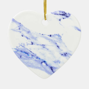 Modern Elegant Blue, White Marble granite pattern Ceramic Ornament
