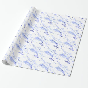 Modern Elegant Blue, White Marble granite pattern  Wrapping Paper