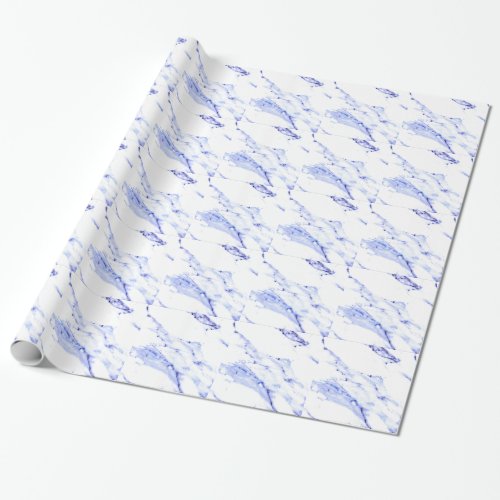 Modern Elegant Blue White Marble granite pattern  Wrapping Paper