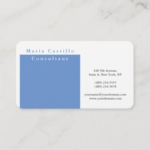 Modern Elegant Blue White Minimalist Design Business Card