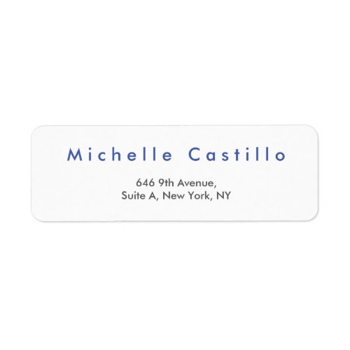 Modern Elegant Blue White Minimalist Plain Label