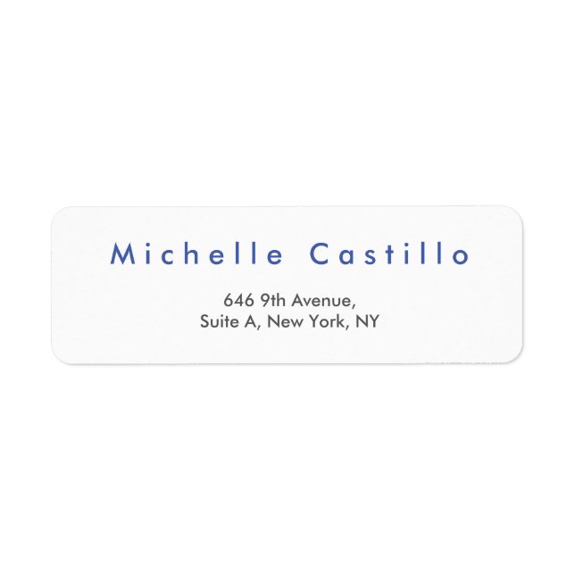 Modern Elegant Blue White Minimalist Plain Label (Front)