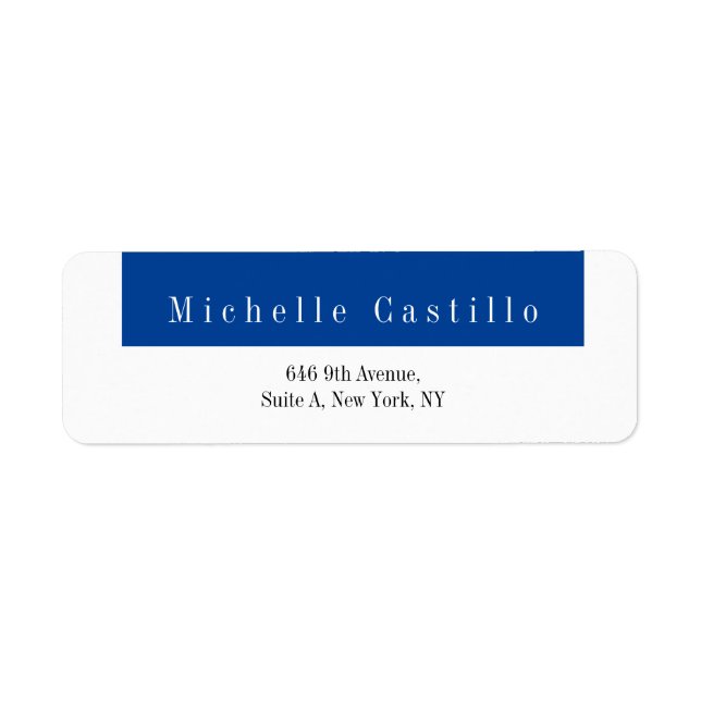 Modern Elegant Blue White Minimalist Plain Label (Front)