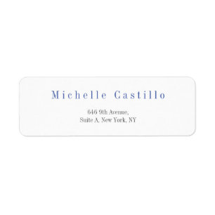 Modern Elegant Blue White Minimalist Plain Label