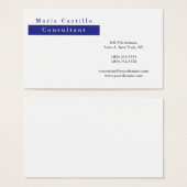 Modern Elegant Blue White Minimalist Profile Card (Front & Back)