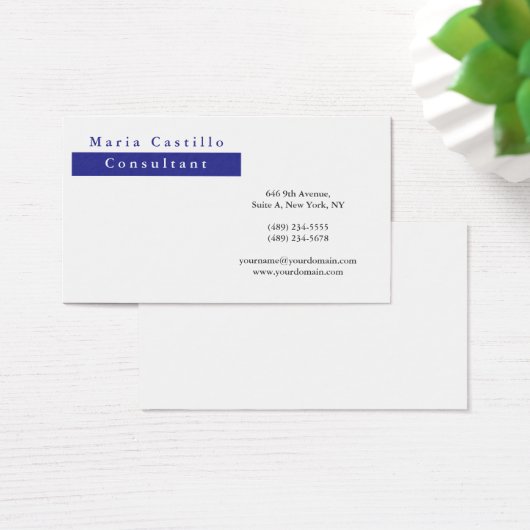 Modern Elegant Blue White Minimalist Profile Card (Desk)