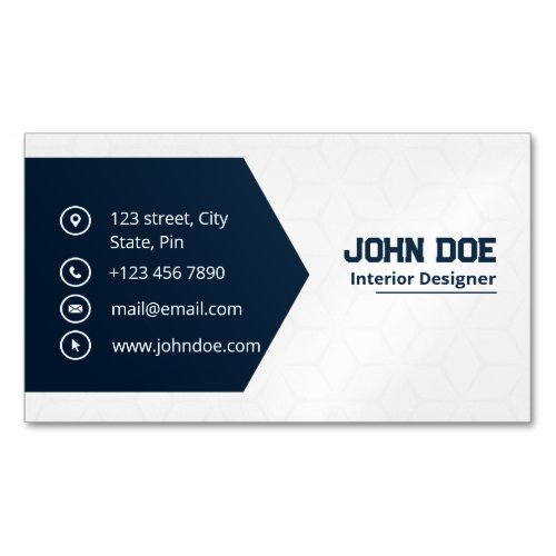 Modern Elegant Blue  White Professional Business Card Magnet