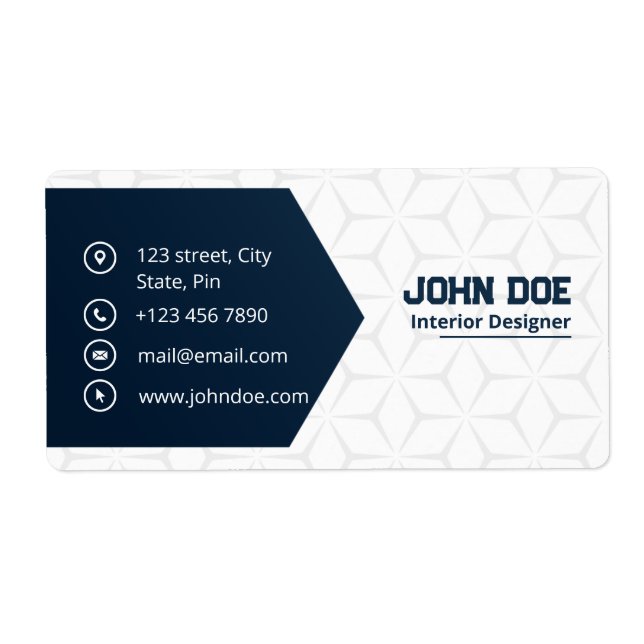 Modern Elegant Blue & White Professional Label (Front)