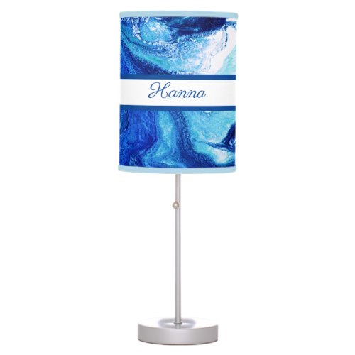 Modern Elegant Blue White Silver Table Lamp