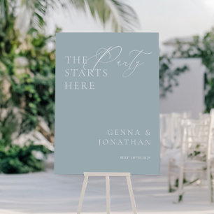 Modern Elegant Blue & White Wedding Welcome Sign