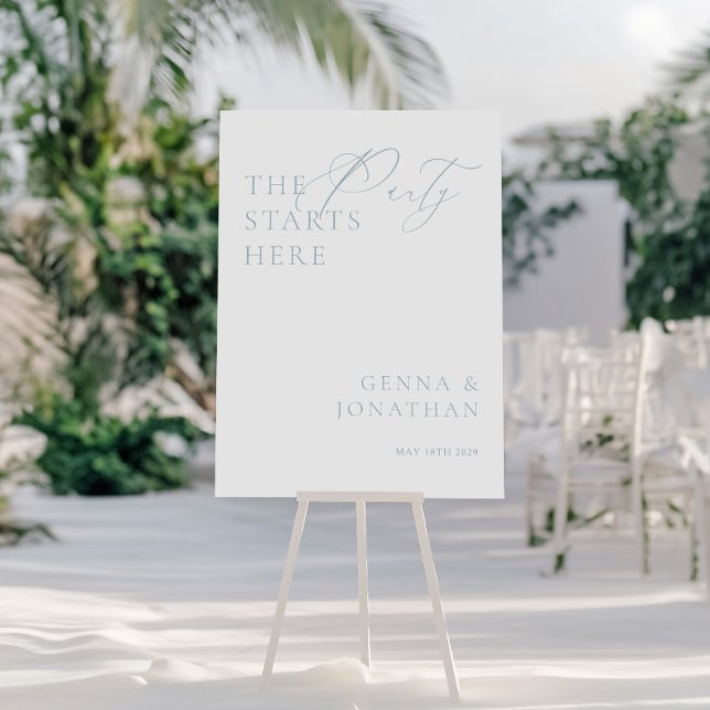 Modern Elegant Blue & White Wedding Welcome Sign (Modern Elegant Blue & White Wedding Welcome Sign)